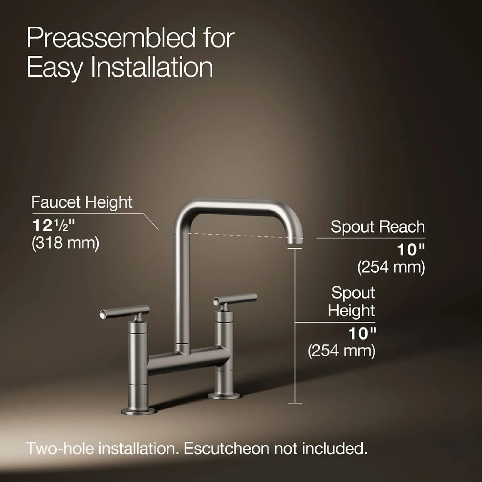 Two-hole bridge kitchen sink faucet^Kohler Discount