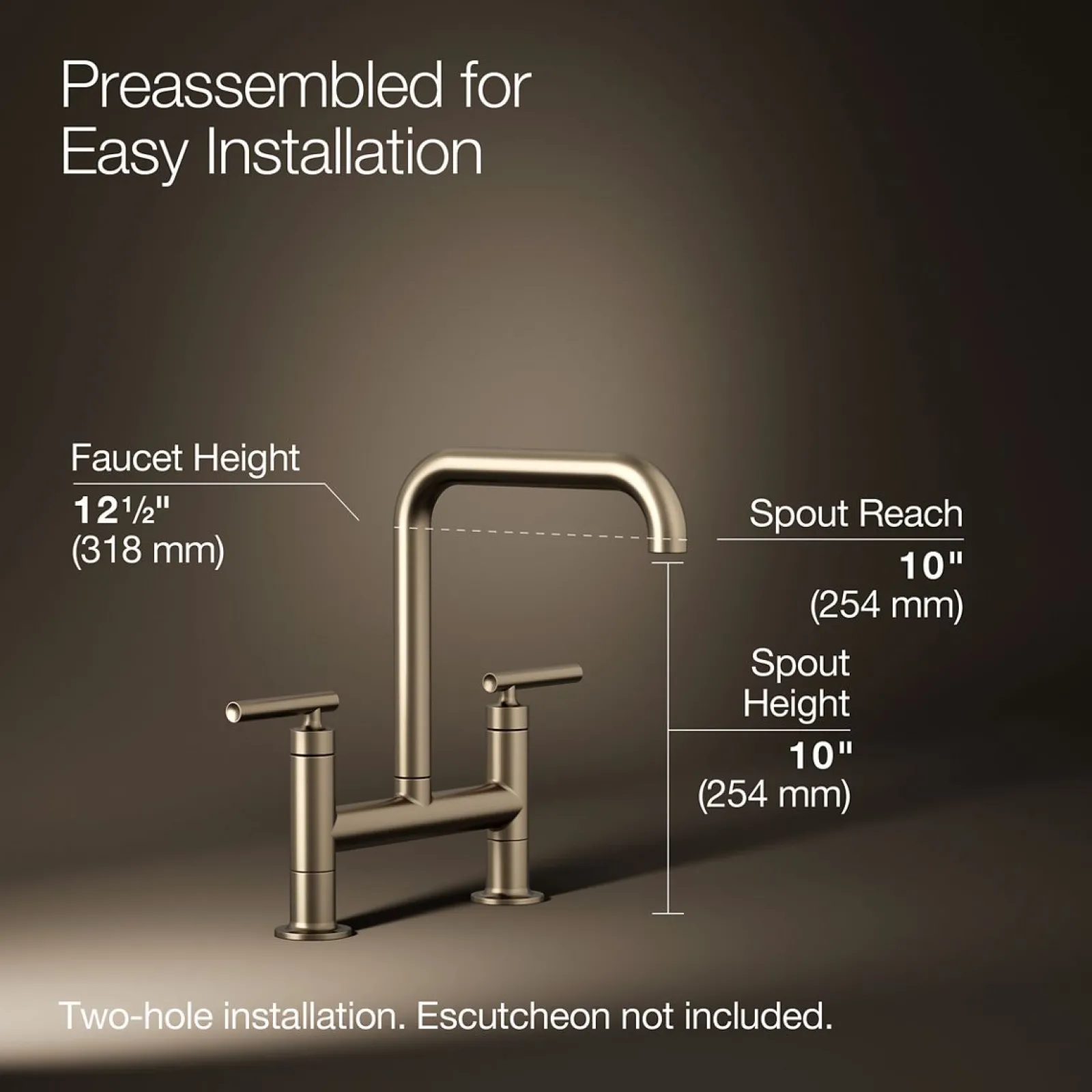 Two-hole bridge kitchen sink faucet^Kohler Discount