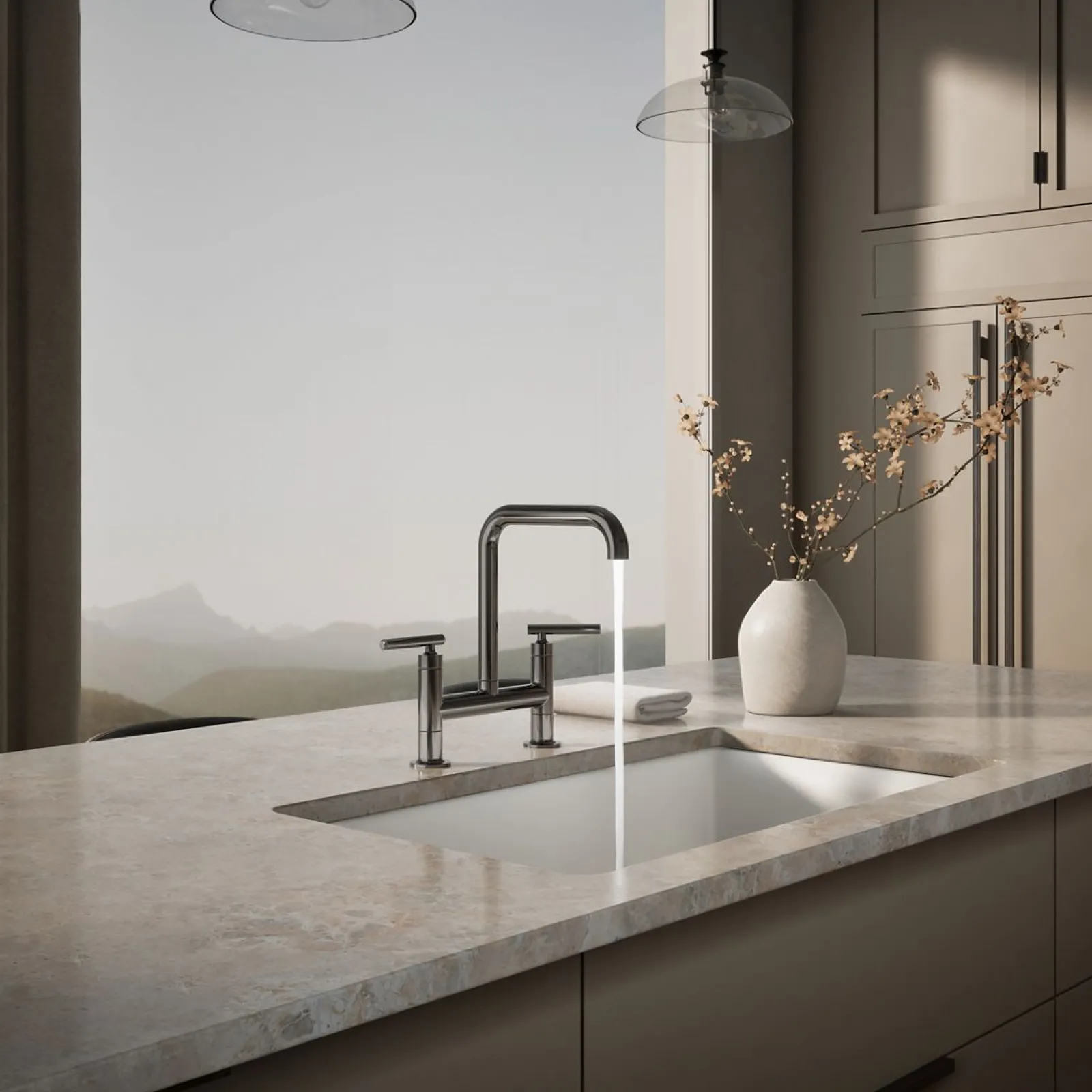 Two-hole bridge kitchen sink faucet^Kohler Discount