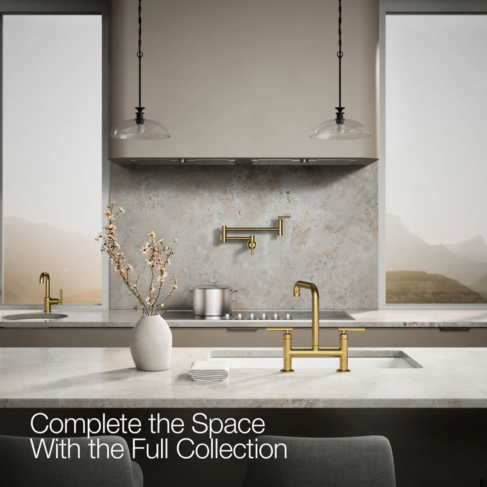 Two-hole bridge kitchen sink faucet^Kohler Discount