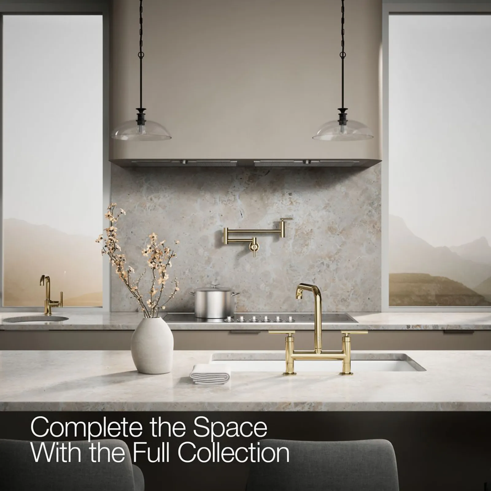 Two-hole bridge kitchen sink faucet^Kohler Discount