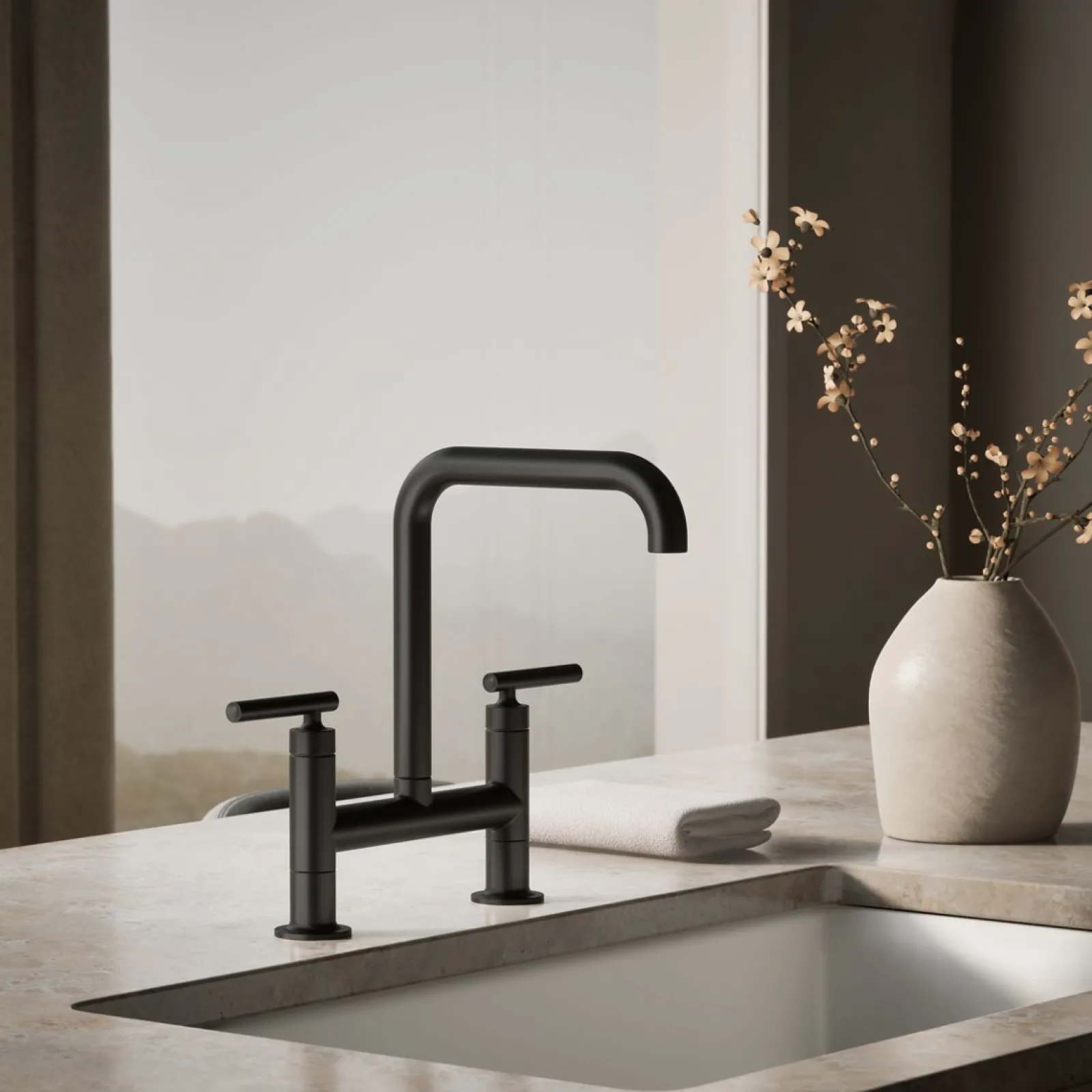 Two-hole bridge kitchen sink faucet^Kohler Discount