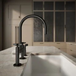 Two-hole bridge kitchen sink faucet with side sprayer^Kohler Discount