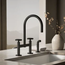 Two-hole bridge kitchen sink faucet with side sprayer^Kohler Best