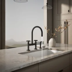 Two-hole bridge kitchen sink faucet with side sprayer^Kohler Best