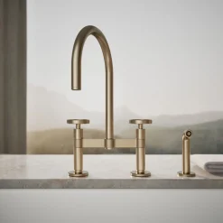Two-hole bridge kitchen sink faucet with side sprayer^Kohler Best