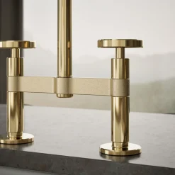 Two-hole bridge kitchen sink faucet with side sprayer^Kohler Best