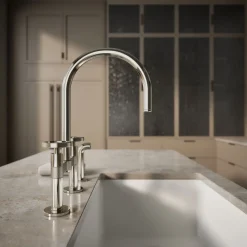 Two-hole bridge kitchen sink faucet with side sprayer^Kohler Best