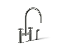 Two-hole bridge kitchen sink faucet with side sprayer^Kohler Best