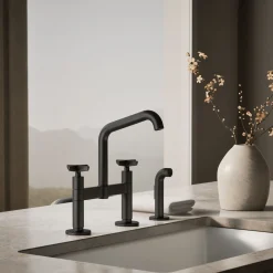Two-hole bridge kitchen sink faucet with side sprayer^Kohler Online