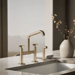 Two-hole bridge kitchen sink faucet with side sprayer^Kohler Online