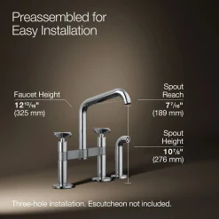 Two-hole bridge kitchen sink faucet with side sprayer^Kohler Online
