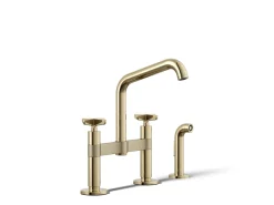 Two-hole bridge kitchen sink faucet with side sprayer^Kohler Online