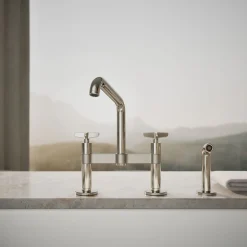 Two-hole bridge kitchen sink faucet with side sprayer^Kohler Online