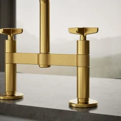 Two-hole bridge kitchen sink faucet with side sprayer^Kohler Online