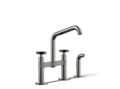 Two-hole bridge kitchen sink faucet with side sprayer^Kohler Online