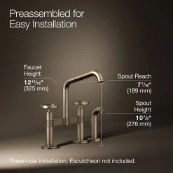 Two-hole bridge kitchen sink faucet with side sprayer^Kohler Best