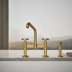 Two-hole bridge kitchen sink faucet with side sprayer^Kohler Best
