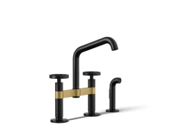 Two-hole bridge kitchen sink faucet with side sprayer^Kohler Best