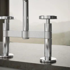 Two-hole bridge kitchen sink faucet with side sprayer^Kohler Best
