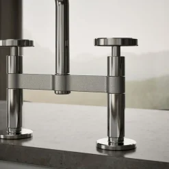Two-hole bridge kitchen sink faucet with side sprayer^Kohler Best