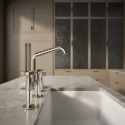 Two-hole bridge kitchen sink faucet with side sprayer^Kohler Best