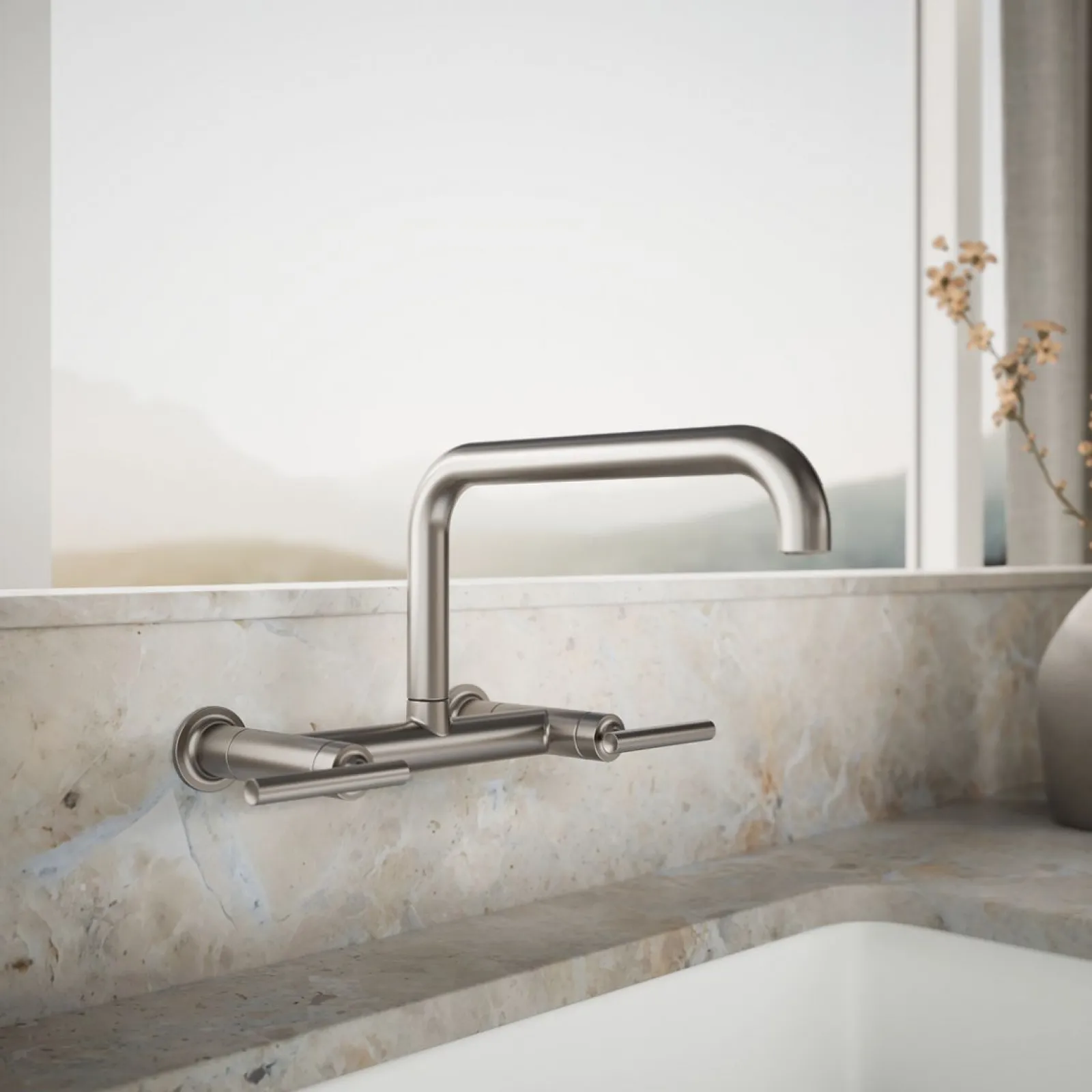 Two-hole wall-mount bridge kitchen sink faucet^Kohler Sale