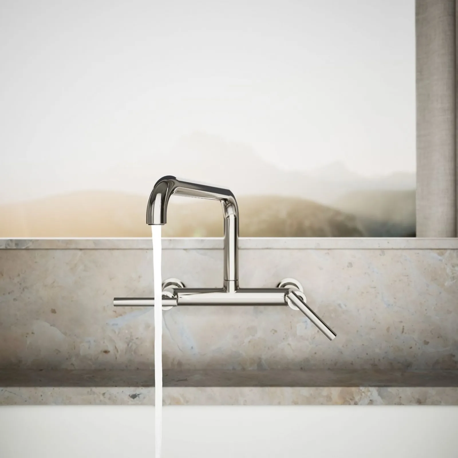 Two-hole wall-mount bridge kitchen sink faucet^Kohler Sale