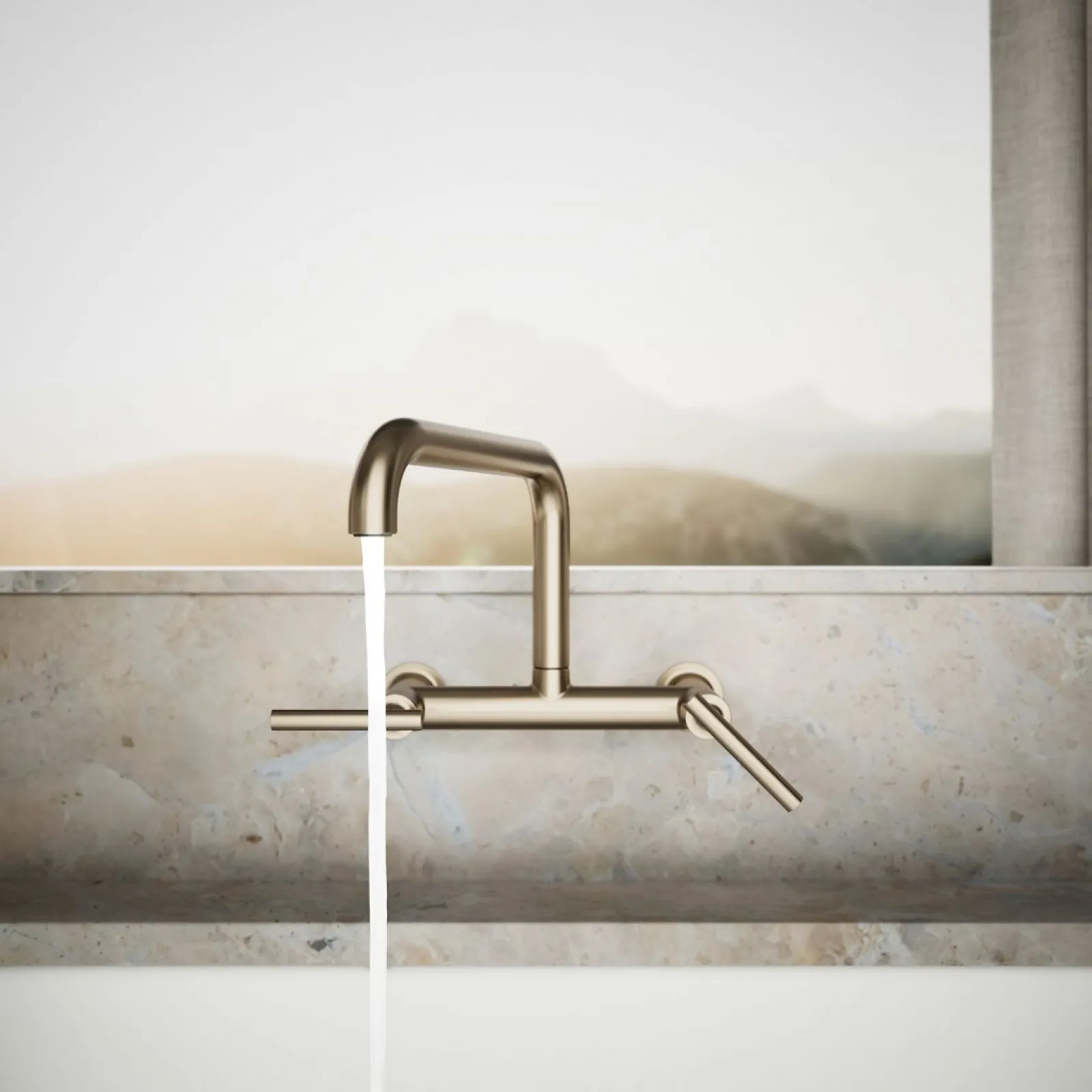 Two-hole wall-mount bridge kitchen sink faucet^Kohler Sale