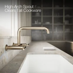 Two-hole wall-mount bridge kitchen sink faucet^Kohler Sale