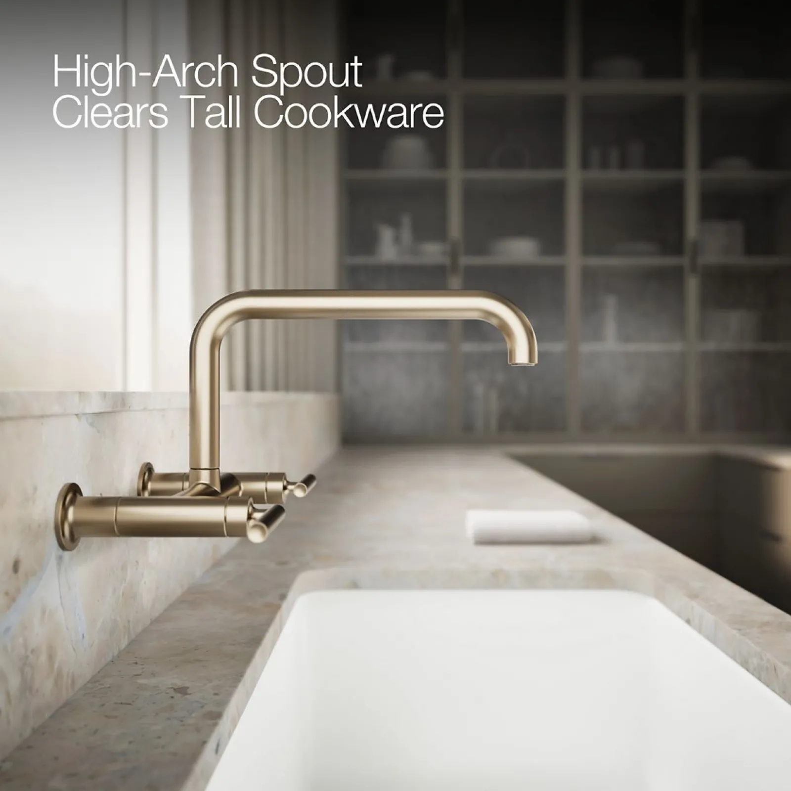 Two-hole wall-mount bridge kitchen sink faucet^Kohler Sale