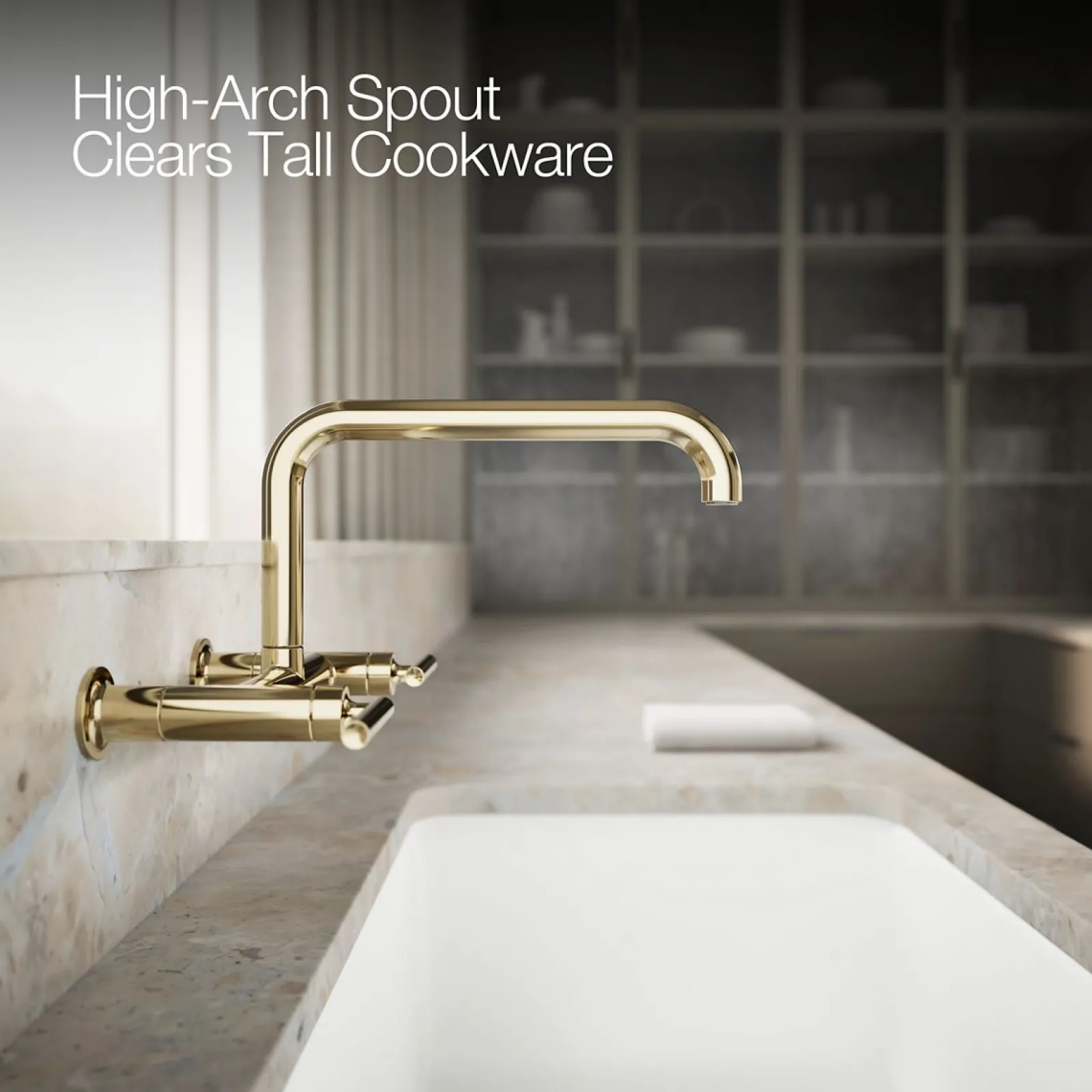 Two-hole wall-mount bridge kitchen sink faucet^Kohler Sale