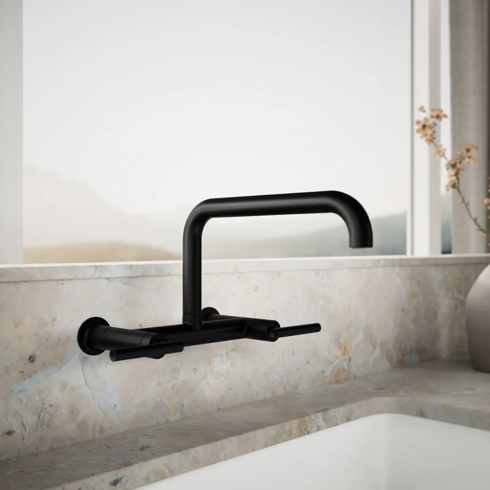 Two-hole wall-mount bridge kitchen sink faucet^Kohler Sale