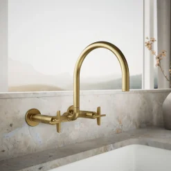 Two-hole wall-mount bridge kitchen sink faucet^Kohler Online