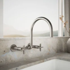 Two-hole wall-mount bridge kitchen sink faucet^Kohler Online