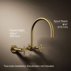 Two-hole wall-mount bridge kitchen sink faucet^Kohler Online