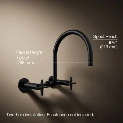Two-hole wall-mount bridge kitchen sink faucet^Kohler Online