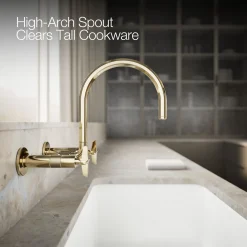 Two-hole wall-mount bridge kitchen sink faucet^Kohler Online