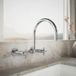 Two-hole wall-mount bridge kitchen sink faucet^Kohler Online