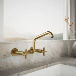 Two-hole wall-mount bridge kitchen sink faucet^Kohler Online