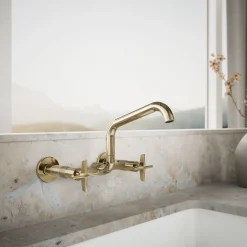 Two-hole wall-mount bridge kitchen sink faucet^Kohler Online