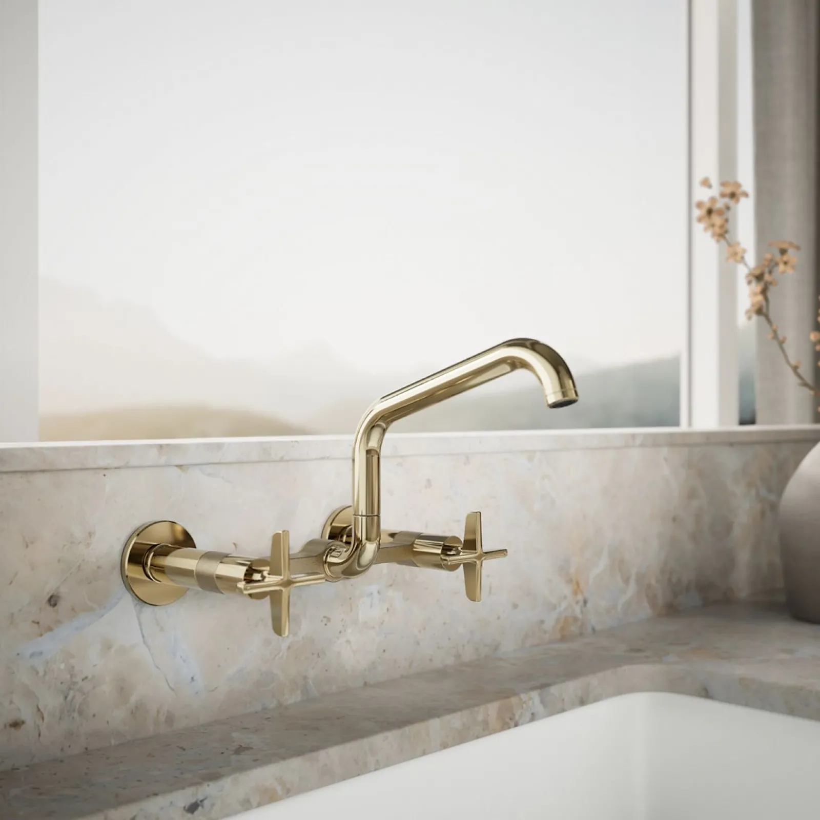 Two-hole wall-mount bridge kitchen sink faucet^Kohler Online