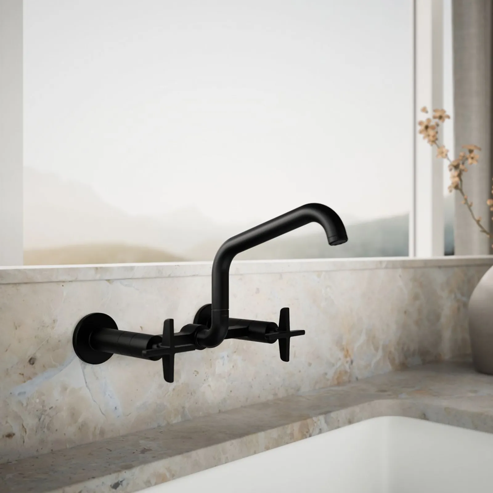 Two-hole wall-mount bridge kitchen sink faucet^Kohler Online