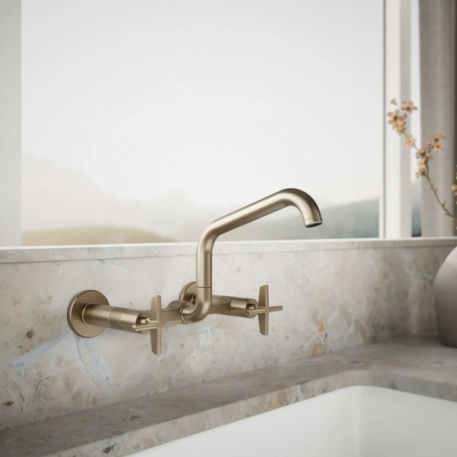 Two-hole wall-mount bridge kitchen sink faucet^Kohler Online