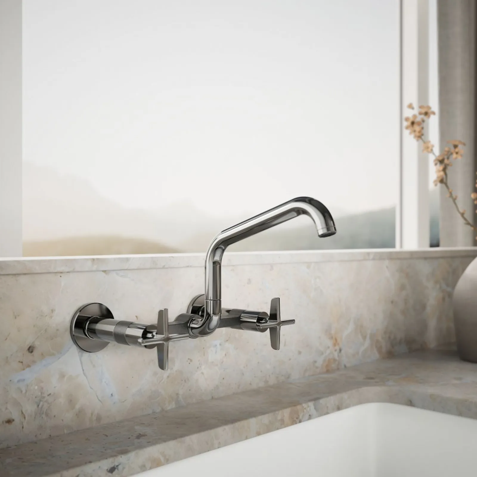 Two-hole wall-mount bridge kitchen sink faucet^Kohler Online