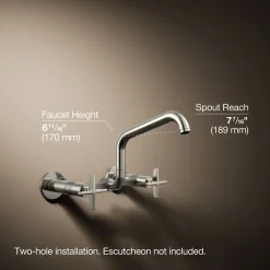 Two-hole wall-mount bridge kitchen sink faucet^Kohler Online
