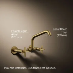 Two-hole wall-mount bridge kitchen sink faucet^Kohler Online