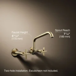Two-hole wall-mount bridge kitchen sink faucet^Kohler Online
