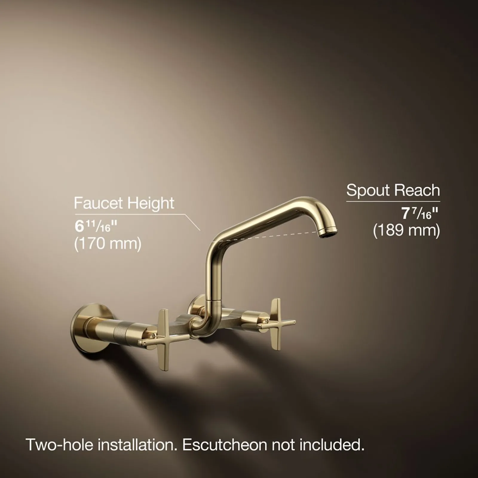 Two-hole wall-mount bridge kitchen sink faucet^Kohler Online
