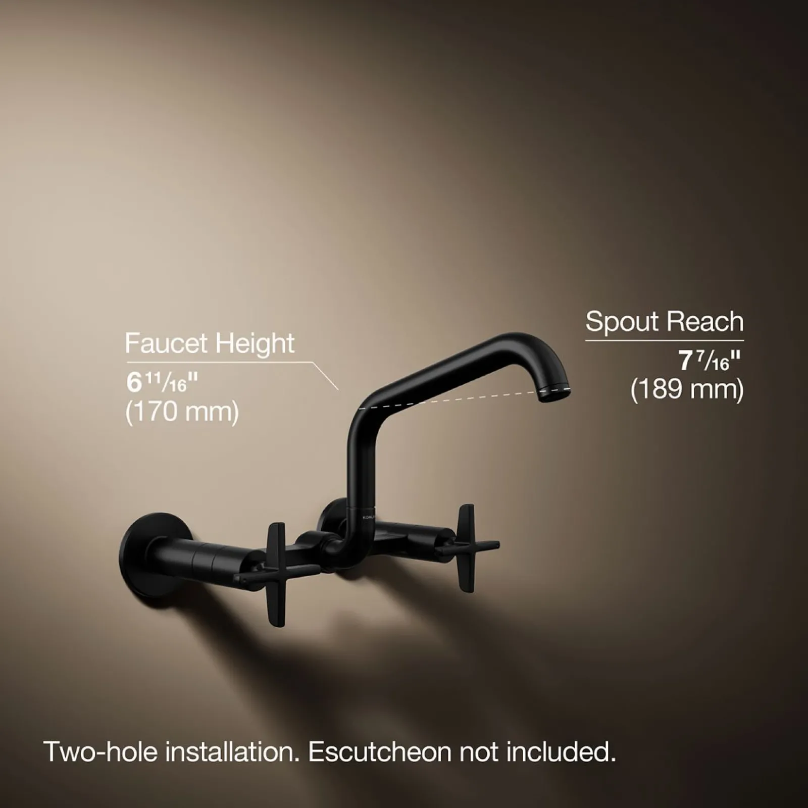 Two-hole wall-mount bridge kitchen sink faucet^Kohler Online